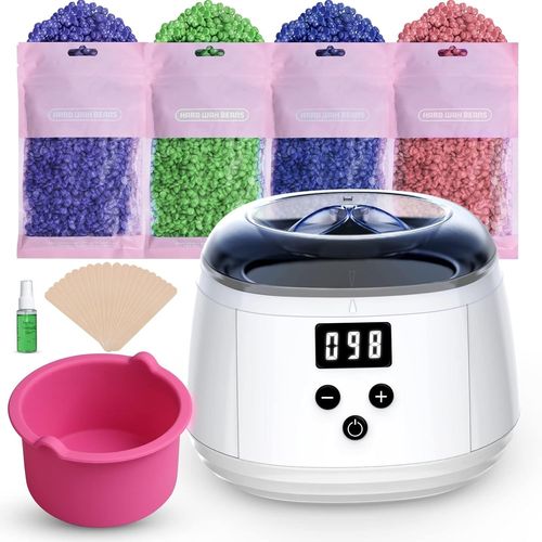 Chauffe Cire Épilation Professionnel Avec Écran Led, Kit Épilation Cire Chaude Avec 400g Épilation Cire Perles, Temprérature Ajustable, 20 Spatules Et Un Bol En Silicone Pour Corps Entier.[G180]