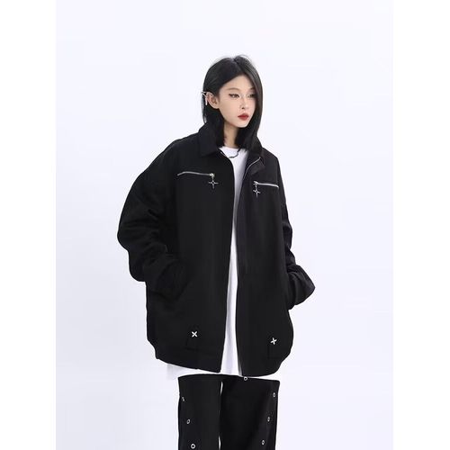 Veste Ample À Revers Pour Femme, Manteau Rétro Américain Haut De Gamme Au Design Printanier