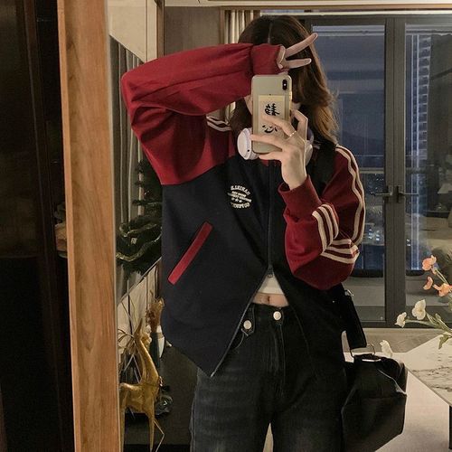 Veste Épissée Veste De Baseball Veste De Travail Polyvalente De Niche De Conception De Printemps Pour Femmes