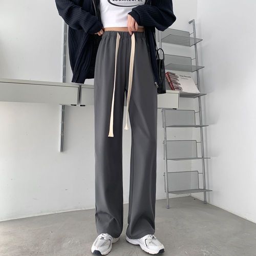Pantalons Pour Femmes Automne Et Hiver Slim Drapé Pantalons Larges Cordon De Serrage Ins Tendance Ample Tout-Match Pantalons Droits Décontractés Pantalons
