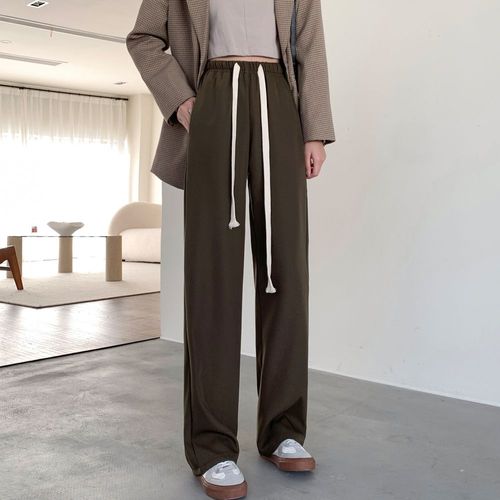 Pantalons Pour Femmes Automne Et Hiver Slim Drapé Pantalons Larges Cordon De Serrage Ins Tendance Ample Tout-Match Pantalons Droits Décontractés Pantalons