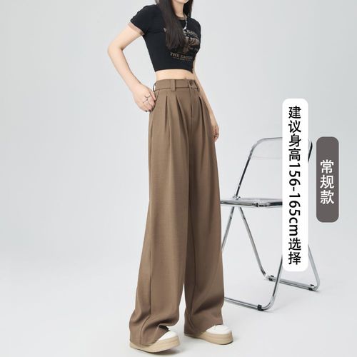 Pantalon Large Pour Femme En Automne Et En Hiver, Pantalon Décontracté Drapé À Jambe Droite, Pantalon De Costume Plissé Au Design Ample