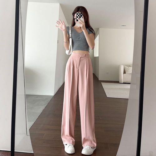Pantalon De Costume Haut De Gamme Pour Femme, Styles Printemps Et Été, Design Taille Haute, Pantalon Large De Niche Avec Drapé