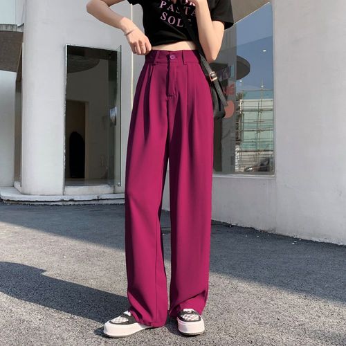 Pantalon De Costume Taille Haute À Jambes Larges Pour Femme, Pantalon Droit Décontracté D'été, Pantalon De Nettoyage Drapé Slim De Style Coréen