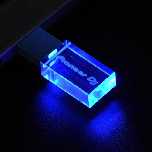 Clé usb pionner dj, support à mémoire, lecteur flash en cristal, couleur argent, disque u-16 GO-With Bleu LED