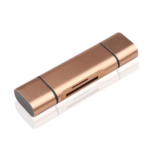 6 in 1 Card Reader USB3.0 Lecteur de carte 6 en 1 USB 3.0 vers Type C, Micro USB, Adaptateur OTG Universel, Adaptateur Multifonctionnel SD TF, Transmission Haute Vitesse--5 in 1 Card Or