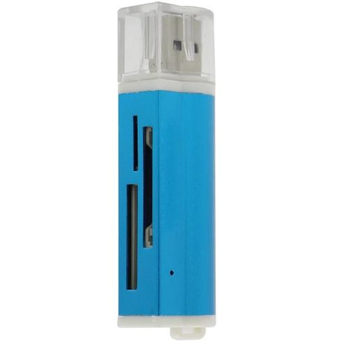 Lecteur de carte Micro SD multi-en 1, adaptateur de carte mémoire USB 2.0 pour lecteur de carte Microsd SDHC TF M2 MMC MS PRO DUO--Bleu