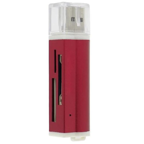 Lecteur de carte Micro SD multi-en 1, adaptateur de carte mémoire USB 2.0 pour lecteur de carte Microsd SDHC TF M2 MMC MS PRO DUO--Rouge