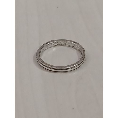 Bague Métal Argenté,Anneau Fin, Double Lignes Noires,Taille 17.83 Mm