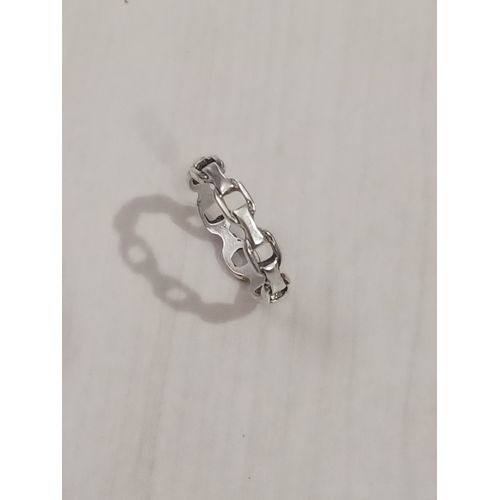 Bague Métal Argenté,Chaine ,Taille 17.83 Mm