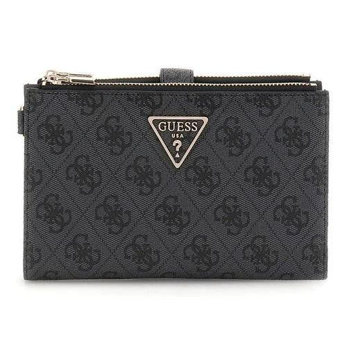 GUESS Porte-monnaie gris foncé noir pour femme - Laurel SLG Double Zip Organizer Coal Logo 301651