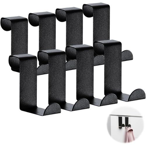 8 PCS Crochets De Porte Noirs, Crochets De Porte À Suspendre En Acier Inoxydable, Avec Une Capacité De Charge Élevée, Portes À Feuillure De Porte, Crochets De Porte À L'arrière