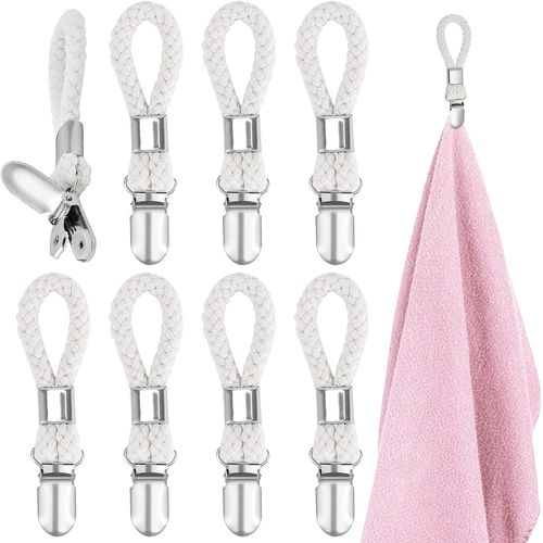 Accroche Torchon 8 Pièces Pince à Serviette Pince Torchon Crochet Torchon Cuisine Porte Torchon en Métal Attache Serviette Attache Torchon Clip Pince à Suspendre pour Cuisine et Salle de Bain