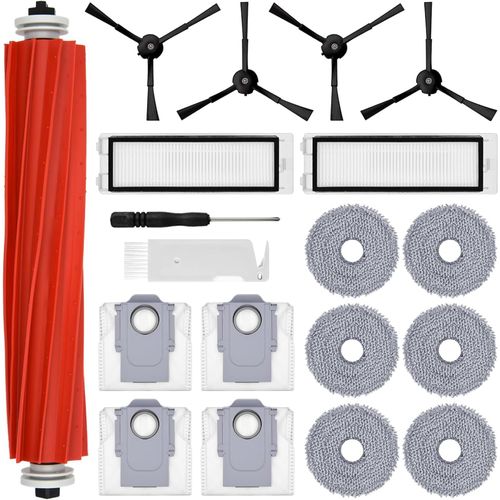 Kit d'accessoires pour robot aspirateur Roborock Q Revo, 4 sacs à poussière, 1 brosse à roulettes principale, 4 brosses latérales, 2 filtres, 6 serpillères, pièces de rechange pour robot.[G948]