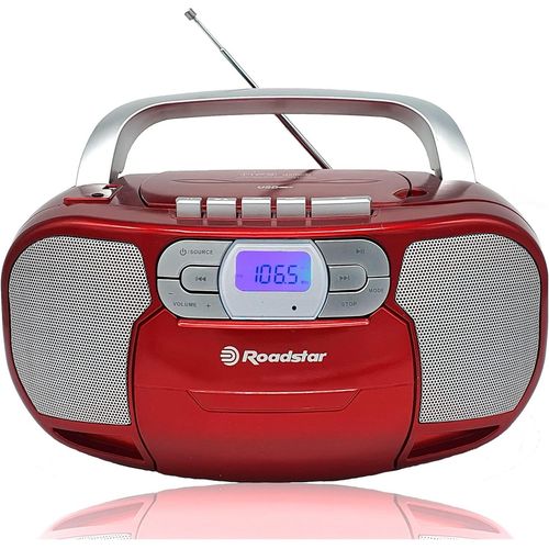 Rcr-4635Ump/Rd Radio Cd Cassette Portable, Radio Numerique Pll Fm, Lecteur Cd-Mp3, Usb, Aux-In, Sortie Casque, Rouge