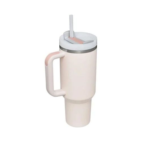 Grande tasse isotherme avec poignée et paille Thermos 1L Crème, Cup1