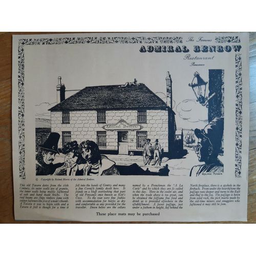 10 Set De Table Papiers Admiral Benbow Restaurant - Années 60 Vintage