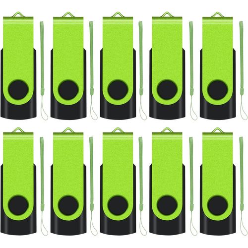 Lot De 10 Clé Usb 4 Go Stockage Mémoire Flash Rotation Disque Clé Usb 2.0, Vert[X556]