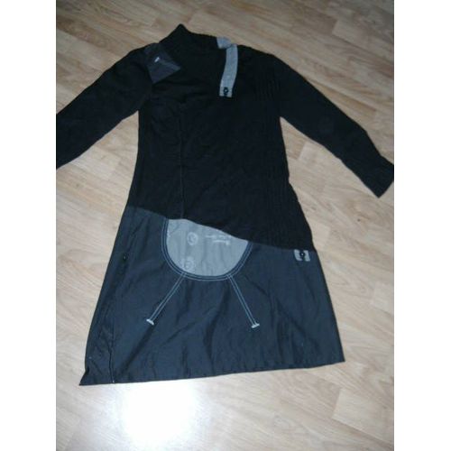 Robe Cache Cache Noire Et Empiècements Marrons Taille 38 Tbe