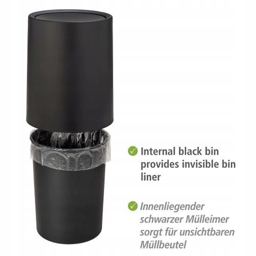 Poubelle WENKO avec couvercle a charniere, 6 l, polype