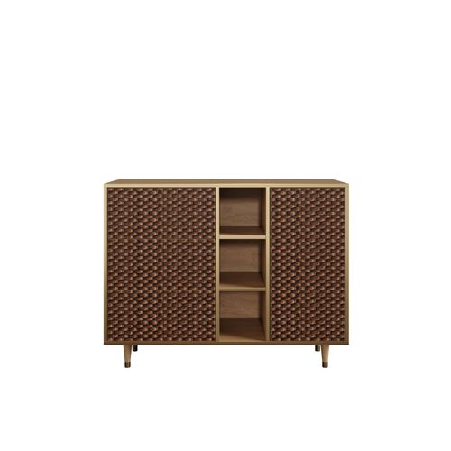 Ottohome Commode Buffet Cb2-305 Chêne 3 Tiroirs 1 Porte 125x48x97 ¿¿