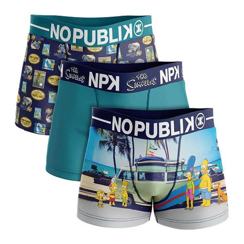 Boxer No Publik Featuring Simpsons Homme Confort Et Fantaisie En Coton -Assortiment Modèles Photos Selon Arrivages- Pack De 3 Boxers 1544 En Microfibre