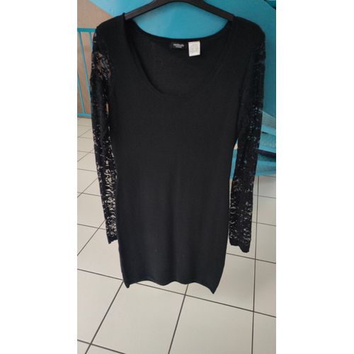 Robe Pull Noire Manche Dentelle Taille 36 La Redoute