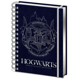 Harry Potter - Écusson Poudlard De Couleur Acier Cobalt - Carnet De Notes A5 Premium