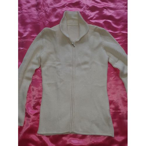 Gilet Zippé Angora Crème Taille 1