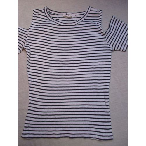 T-Shirt Blanc Rayé, Xs