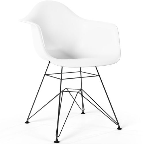 Chaise De Salle À Manger - Design Scandinave Et Pieds En Métal Noir - Skandiva Blanc