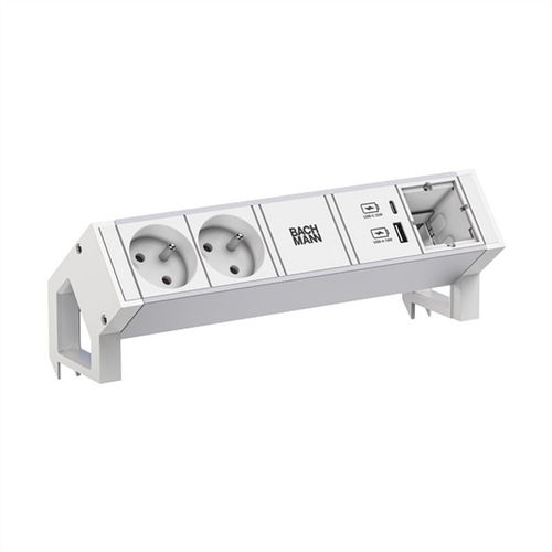 Bachmann Desk2 Alu White 2x Ute 1x Cm 1x Usb A/c 22w 0,2m Gst18