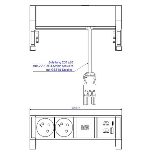 Bachmann Desk2 2x Ute 1x Usb A/c 22w Blanc
