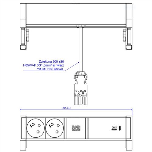 Bachmann Desk2 Alu Black 2xute 1xc 60w