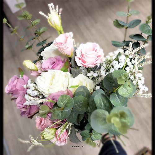 Superbe bouquet de fleurs artificielles PASTEL création fleuriste H 70 cm D 37 cm