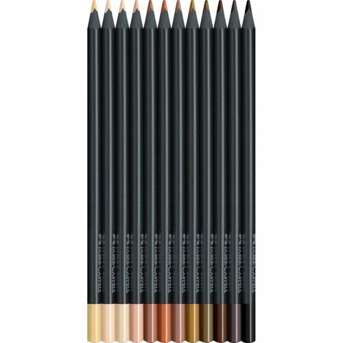 Crayons De Couleur - 12 Teintes Peaux - Faber-Castell - Black Edition