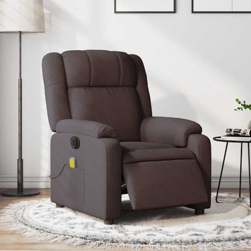 Vidaxl Fauteuil De Massage Inclinable Électrique Marron Foncé Tissu