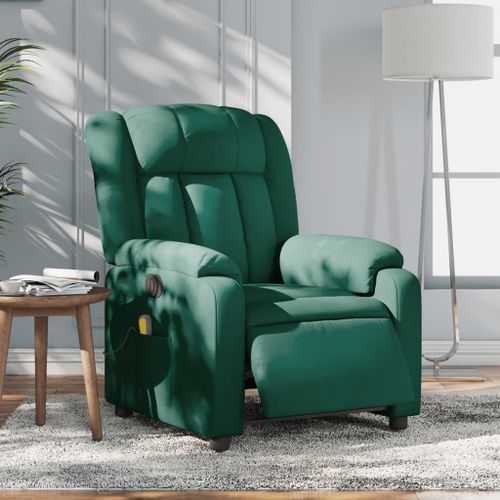 Vidaxl Fauteuil De Massage Inclinable Électrique Vert Foncé Tissu