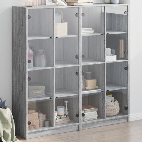 Vidaxl Bibliothèque Avec Portes Sonoma Gris 136x37x142 Cm