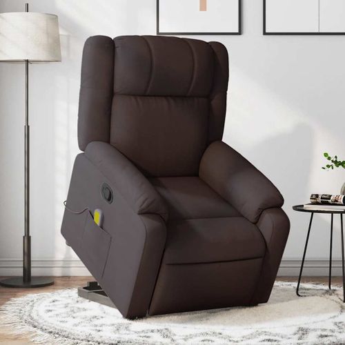Vidaxl Fauteuil Inclinable De Massage Marron Foncé Tissu