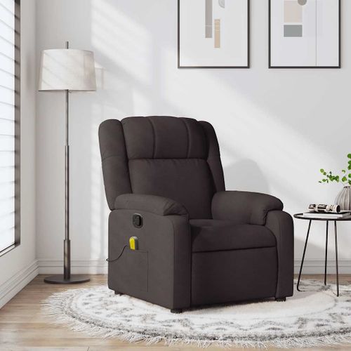 Vidaxl Fauteuil De Massage Inclinable Marron Foncé Tissu