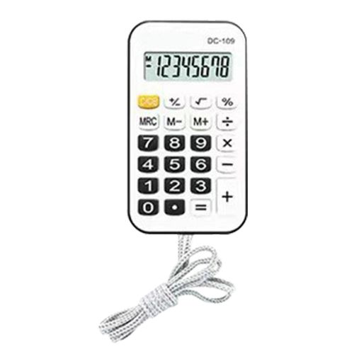 Calculatrice de poche Mini Petit Portable pour les étudiants Fournitures de bureau scolaires avec corde Noir