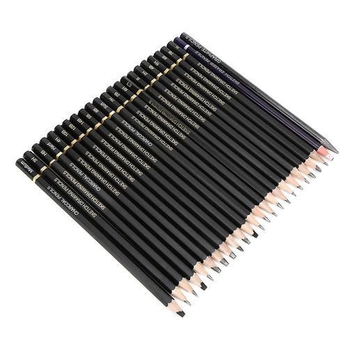 24 Pcs Crayon De Dessin Professionnel Fusain Sans Bois Peinture Papeterie Art Fournitures