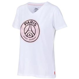 S - T-Shirt Femme - Paris Saint Germain - Collection Officielle - Coton - Manches Courtes - Blanc