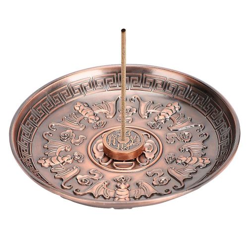 Porte-encens Cinq Bénédiction Plaque Bâton Brûleur Stand Violet Bronze Zinc Alliage Accueil Culte