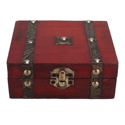 Malle De Rangement Coffre De Rangement Rouge Rétro En Bois Avec Serrure En Métal Pour Accessoires De Bijoux Collections De Cosmétiques Cadeau