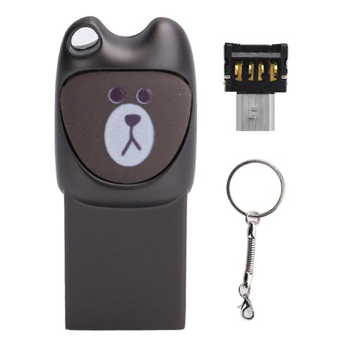 USB2.0 Cute Cartoon U Disc Plug and Play Clé USB avec adaptateur Micro USB pour téléphone OrdinateurGris 32GB
