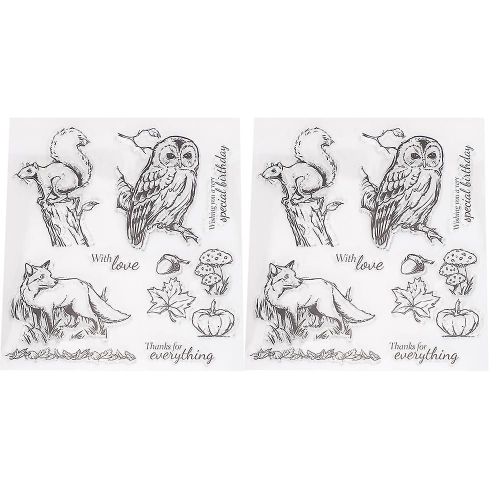 2pcs Transparent Timbre Tampon En Caoutchouc Diy Journal Hibou Écureuil Fox Motif Sceau T1672