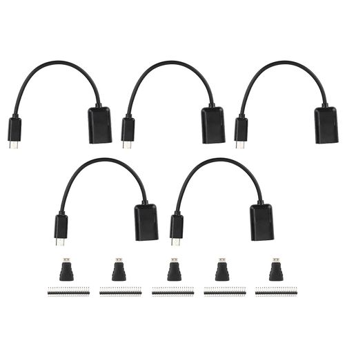 5Sets Micro USB vers OTG Câble HDMI Femelle vers Mini HDMI Mâle Adaptateur GPIO En-tête pour Raspberry Pi Zero