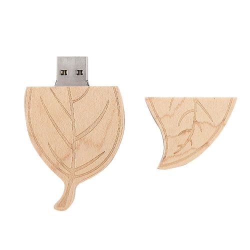 Feuille de bois Flash Lecteurs Stockage USB 2.0 U Disque Memory Stick Pour PC Compatible USB1.1 (32G)